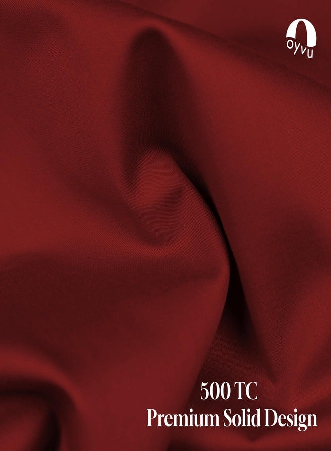 Oyvu Luxury Bedsheet | King Size | 500 Thread Count | 100% Cotton | Red Pear Color | Premium Solid Design | 1 Flat Bedsheet, 2 Pillow Covers | Size-King Flat Sheet Set, 108”x108”inch - Image 3