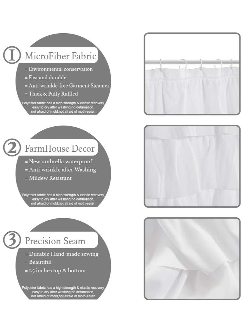 KASTWAVE Shower Curtain Green Eucalyptus Watercolor Plant Leaves with Floral Bathroom Decor Waterproof Fabric Shower Curtain with 12 Hooks 72x66 Inch Bath Accessories Art Home Decor Fabric (White Wrinkle)  - Image 5