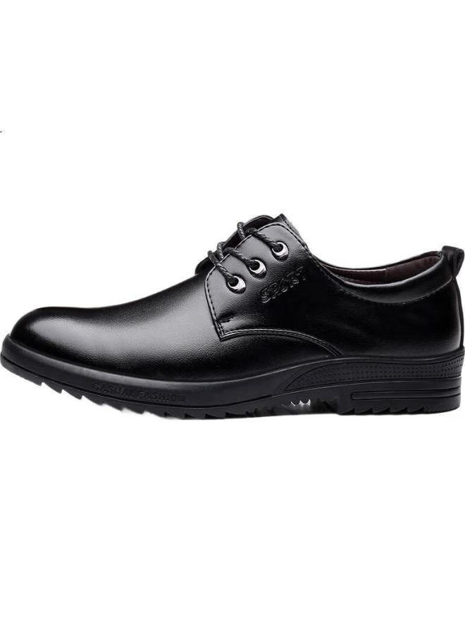 Beioutu Men'S Business Casual Leather Shoes Comfortable Low-Top Lace-Up British Style Men'S Shoes 581 Black Size 42 - Image 2