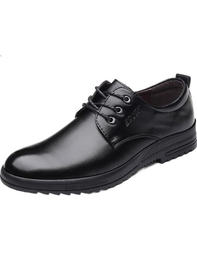 Beioutu Men'S Business Casual Leather Shoes Comfortable Low-Top Lace-Up British Style Men'S Shoes 581 Black Size 42 - Image 3