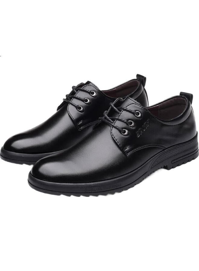 Beioutu Men'S Business Casual Leather Shoes Comfortable Low-Top Lace-Up British Style Men'S Shoes 581 Black Size 42 - Image 1