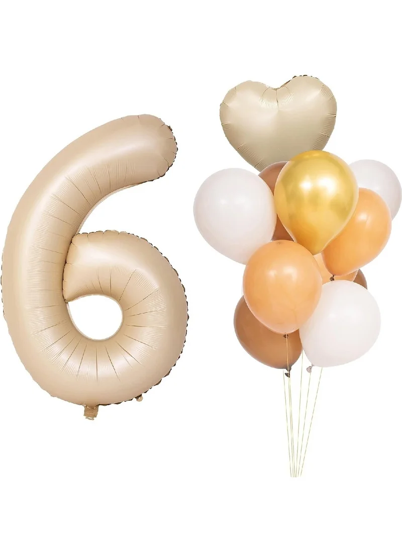 Bkmc Fresh Cream Foil Balloon Gold Caramel White Balloon Set Birthday Party Set