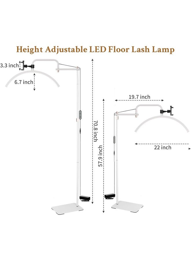 Bukela - Eyelash Lamp - Dimmable LED Floor Lamp Lash Light for Eyelash Extensions, Salon SPA, Esthetician - Rotating Half-Moon Head, Shadowless Lighting, Adjustable Brightnes - Image 1