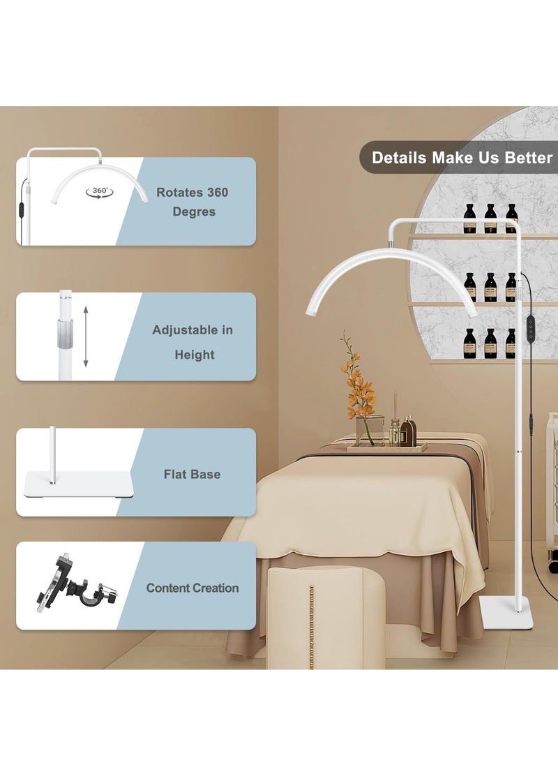 Bukela - Eyelash Lamp - Dimmable LED Floor Lamp Lash Light for Eyelash Extensions, Salon SPA, Esthetician - Rotating Half-Moon Head, Shadowless Lighting, Adjustable Brightnes - Image 1