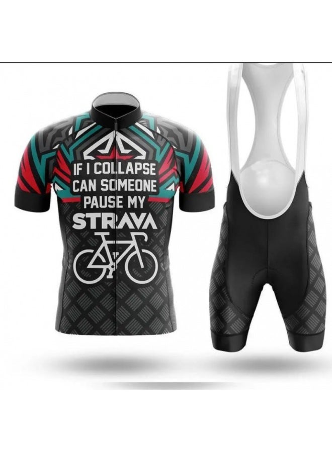 Men's Short-sleeved Cycling Suit, Moisture-absorbent And Breathable Bicycle Top And Shorts, Can Be Designed With Drawings