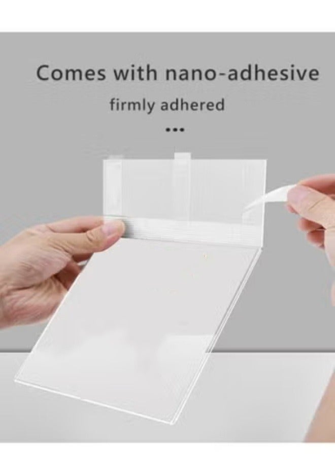 Eckek  Self Adhesive Label Holder Acrylic Price Tag Displays Sign Holder Clear Table Counter Top Stand 2 Pack - Image 4