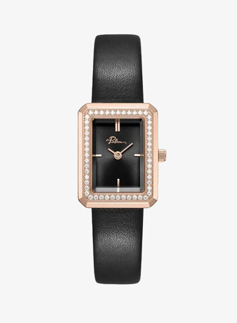 Uloya Black Dial Genuine Leather Strap Analog Watch for Women, 21.7mm
