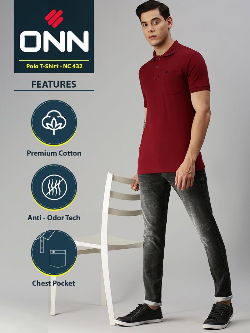 ONN Men's Solid Regular Fit Polo NC432_MRN_1PC_Maroon_XXL - Image 2