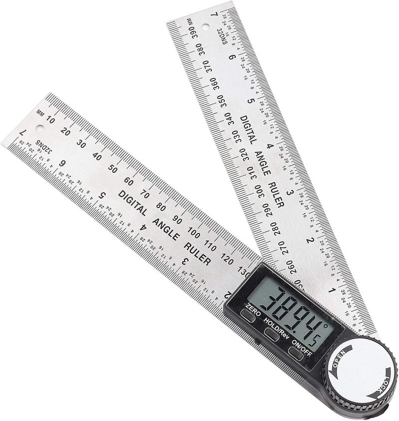 Stainless steel digital angle measuring ruler, digital angle ruler, electronic protractor, plastic black and white 200mm - Image 2