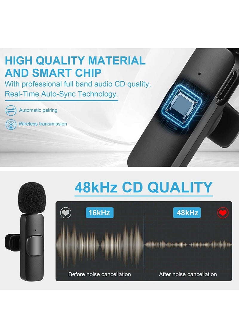 "Wireless Lavalier Microphone for Type-C Phones - Plug-and-Play Dual Mic System with Auto Sync, Noise Reduction for Video Recording, Interviews, and Vlogs" - Image 2