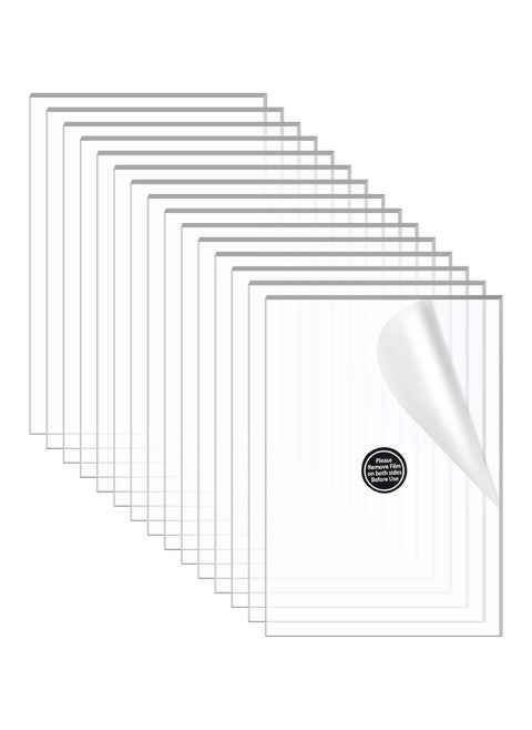 15 Pieces Clear Acrylic Sheets 0.04 inch Thickness 5 x 7 Inches Transparent Square Panel Sheets with Protective Film for Picture Frame, Display Projects, DIY Craft