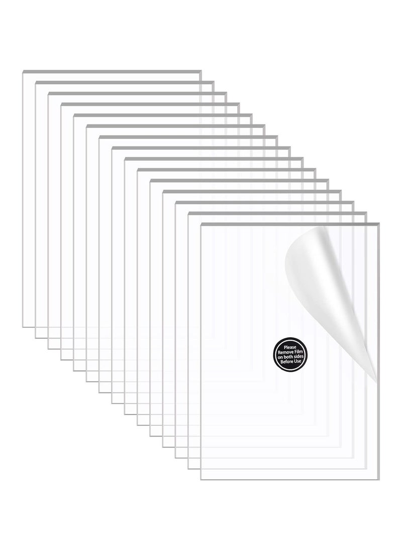 15 Pieces Clear Acrylic Sheets 0.04 inch Thickness 5 x 7 Inches Transparent Square Panel Sheets with Protective Film for Picture Frame, Display Projects, DIY Craft