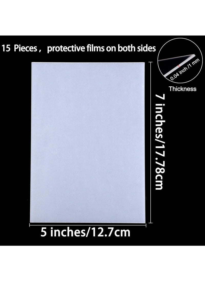 15 Pieces Clear Acrylic Sheets 0.04 inch Thickness 5 x 7 Inches Transparent Square Panel Sheets with Protective Film for Picture Frame, Display Projects, DIY Craft