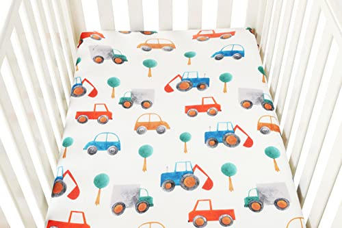 Tontukatu Pack n Play Sheet Stretchy Fitted Portable Mini Crib Sheets Set 3 Pack,Playard Sheets Convertible Playard Mattress Cover,Ultra Soft Jersey Material,Rocket Satellite,Car & Bus - Image 2