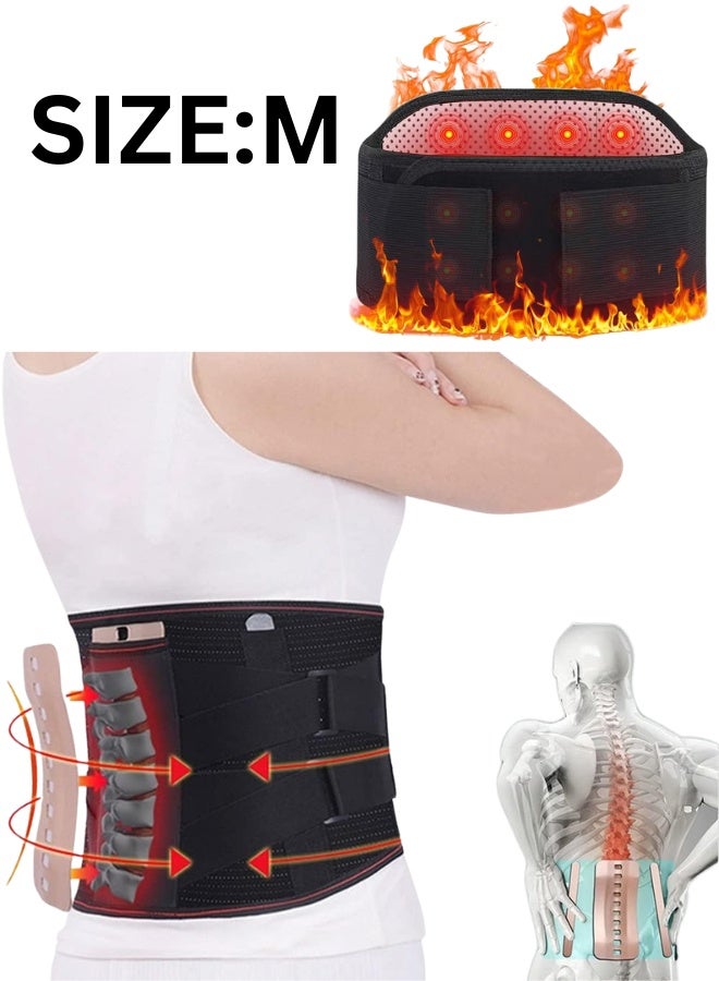Heated Back Braces, Back Support Belt with Magnet with Self-Heating Function , Self Heating Lower Support Back Braces for Lower Pain Relief, Adjustable Lumbar Support Belt for Herniated Disc,Sciatica,Scolios-(M) - Image 1