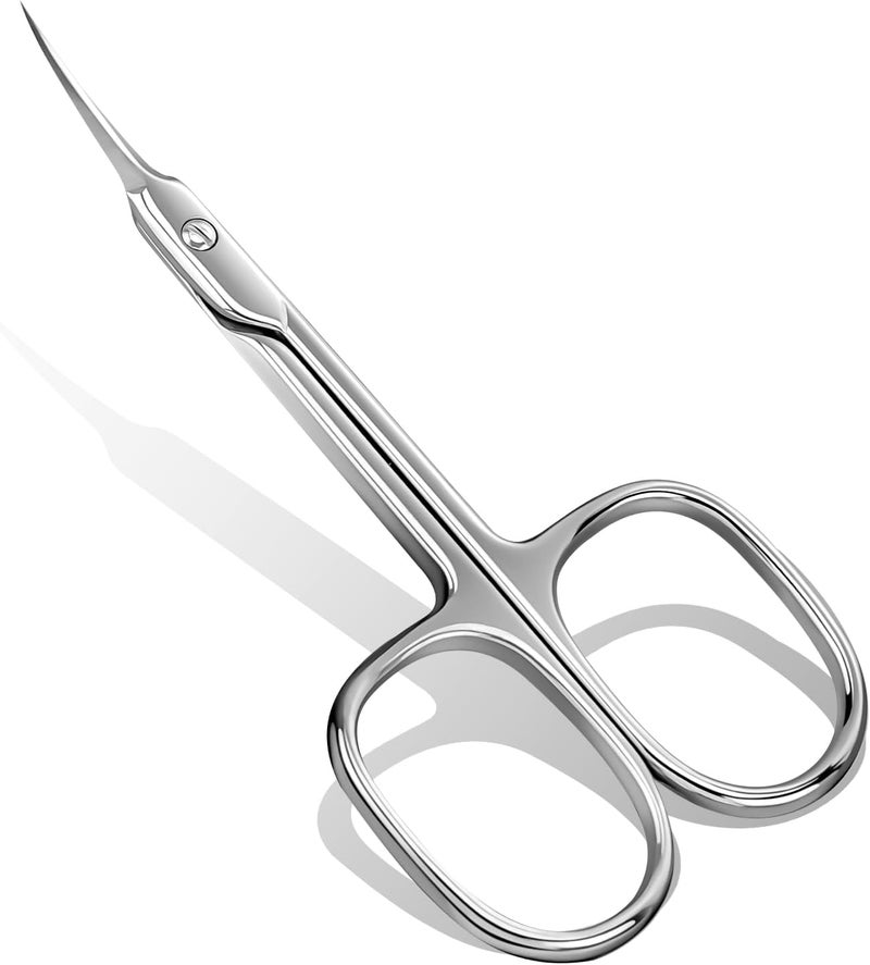 Lermende Cuticle Scissors with Curved Sharp Tip Portable Small Scissors Professional Cuticle Cutter MultiPurpose Russian Manicure Cuticle Trimmer for Eyebrow Nail Eyelash Beards Silver