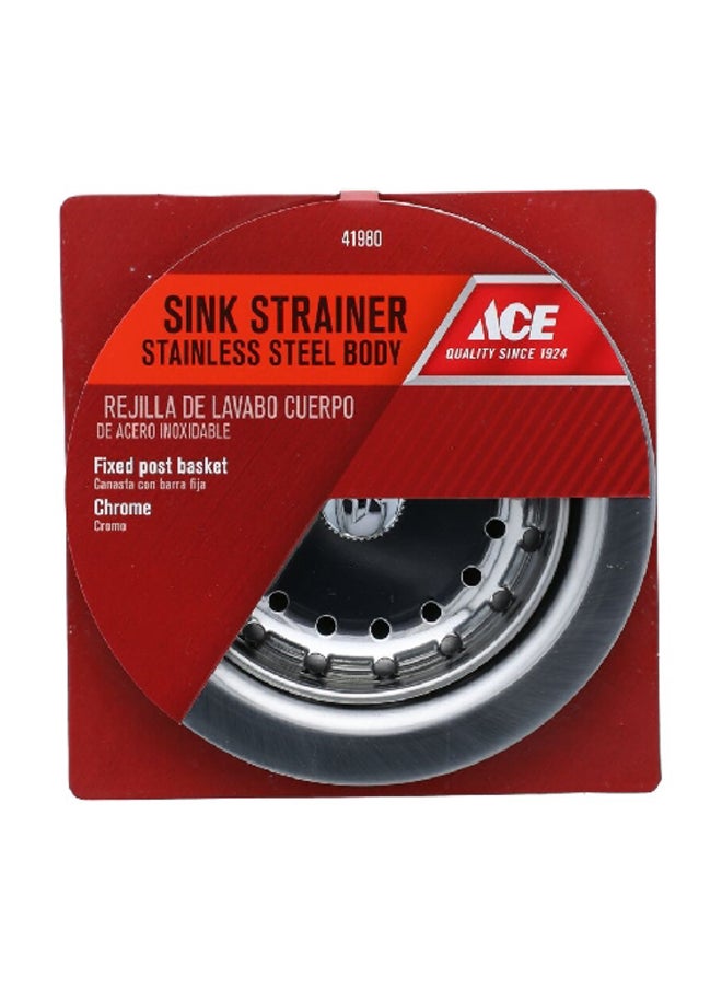 ACE Stainless Steel Sturdy Sink Strainer Chrome 3.5 Inch  - Image 1