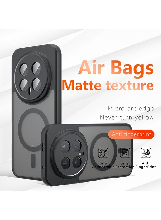 Magnetic Case for Honor Magic 8 Pro 5G, Frosted Translucent Back Protective Slim Phone Cover, Anti-Fingerprints, Anti-Fall Drop Protection, Shockproof Case for Honor Magic 8 Pro 5G (Black) - Image 1