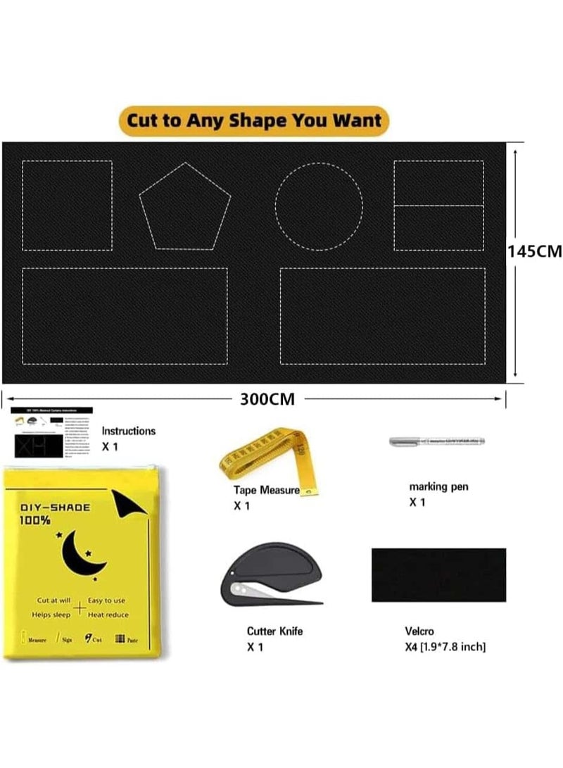 Anmi Blackout Blind (145x300cm), Portable DIY Window Blinds No Drill Window Shades with Strong Tape Strips, Temporary Blackout Curtains Lightweight Blackout Shades for Bedroom Baby Nursery Travel Dorm - Image 2