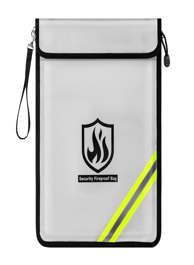 Yncotte Fireproof Document Bag, 15 x 11 Inch Waterproof Documents Holder 2000℉ Safe for Important File Money Cash Legal Papers, Two Pockets Dual Zippered File Bag with Hand-held Strap & Reflective Strip - Image 1