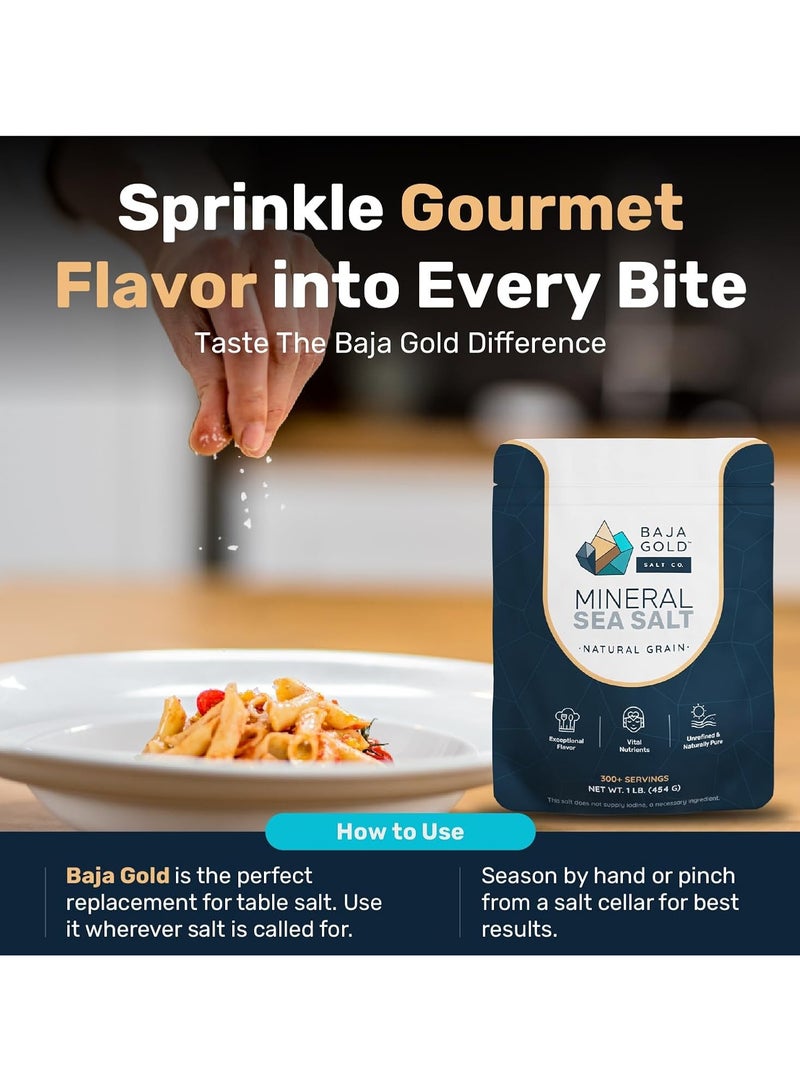 Baja Gold Mineral Sea Salt 1 lb – Natural Grain Sea Salt for Cooking & Baking – Premium Baja Salt – Resealable Bag – 300+ Servings - Image 3