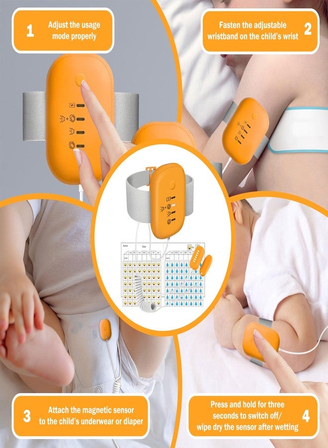 Yoiilifee Bed Wetting Alarm for Boys and Girls - USB Rechargeable with Loud Sound & Vibration, 3 Reminder Modes, High Sensitivity Sensors, Long Standby Time Over 120 Hours (Orange) - Image 5