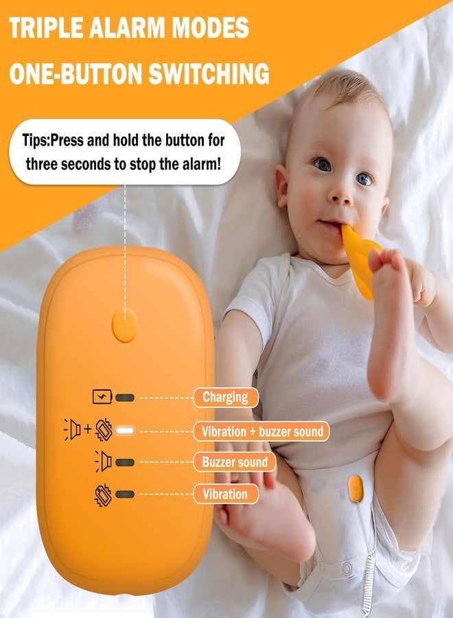 Yoiilifee Bed Wetting Alarm for Boys and Girls - USB Rechargeable with Loud Sound & Vibration, 3 Reminder Modes, High Sensitivity Sensors, Long Standby Time Over 120 Hours (Orange) - Image 2