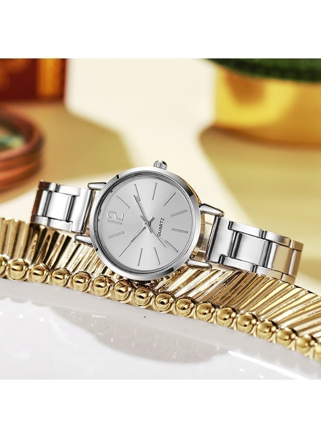 olayks Women's Stylish Metallic Quartz Watch with Trendy LOVE Open Cuff Bracelet, Stainless Steel & Waterproof, Wrist Accessories, Ideal Gift for Girlfriend (Silver) - Image 3