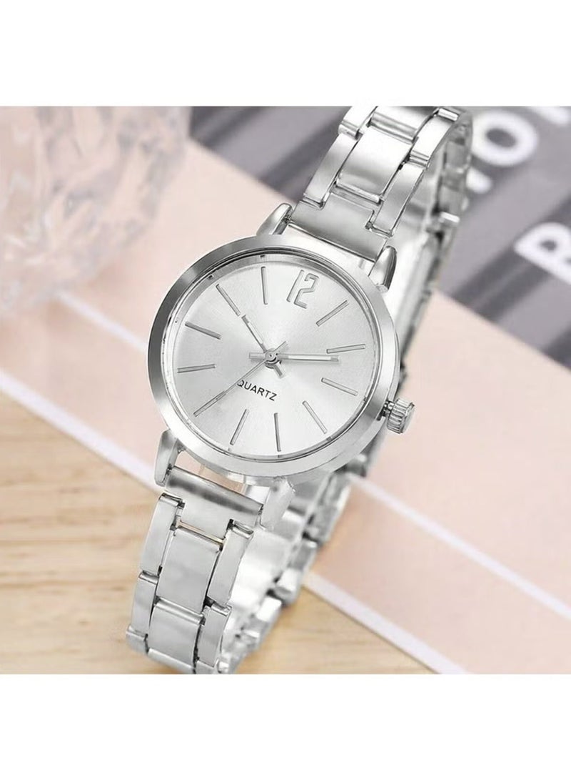 olayks Women's Stylish Metallic Quartz Watch with Trendy LOVE Open Cuff Bracelet, Stainless Steel & Waterproof, Wrist Accessories, Ideal Gift for Girlfriend (Silver) - Image 4