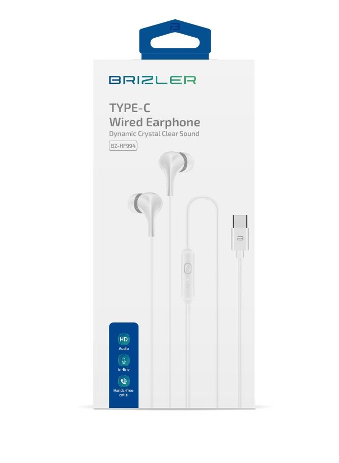 بريزلر سماعة أذن سلكية من نوع BRIZLER من النوع C مع إلغاء ضوضاء صوت ديناميكي فائق الوضوح - Image 4
