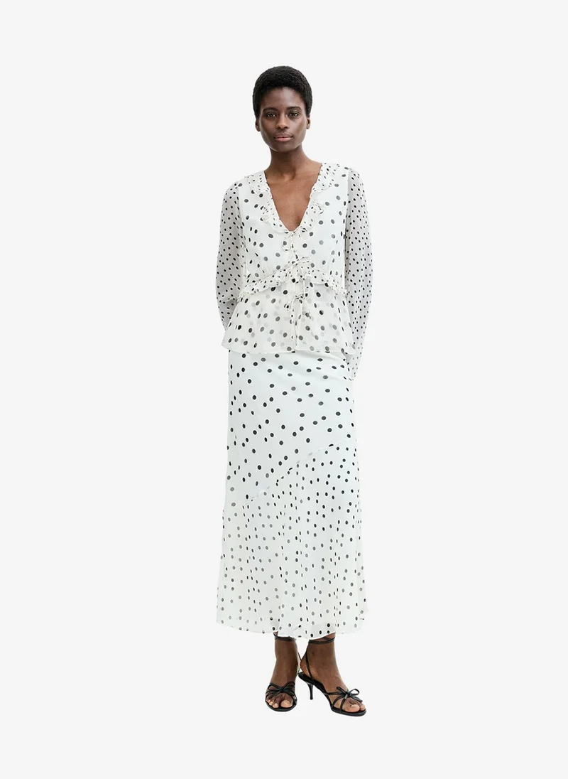 Women's Porcelain Cream/Blac Valeria Emina Chiffn Polka Top