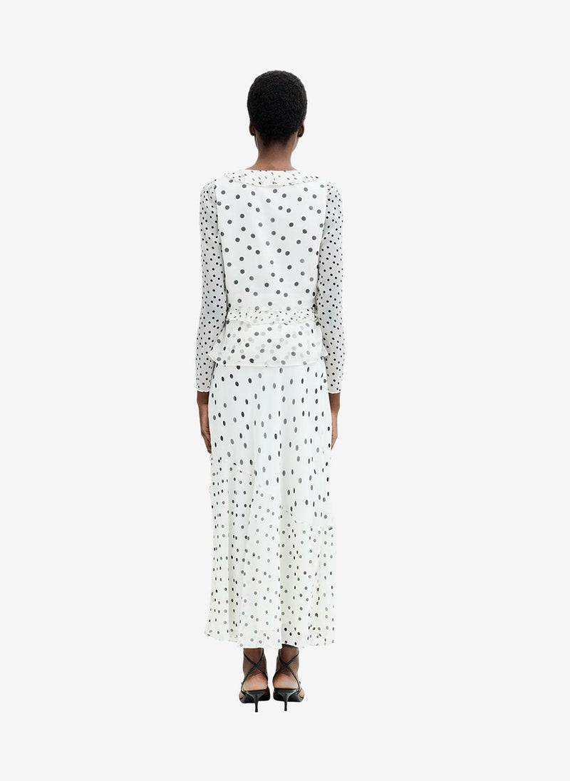 French Connection Women's Porcelain Cream/Blac Valeria Emina Chiffn Polka Top - Image 5