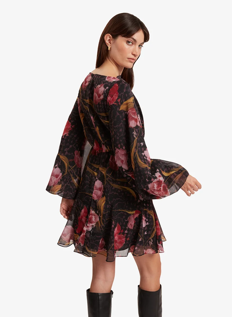 Ted Baker Long Sleeve Printed Midi Dress