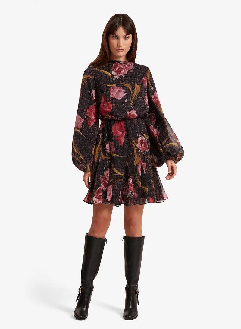 Long Sleeve Printed Midi Dress