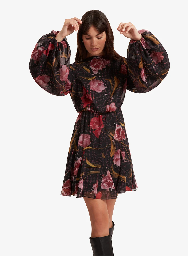 Ted Baker Long Sleeve Printed Mini Dress