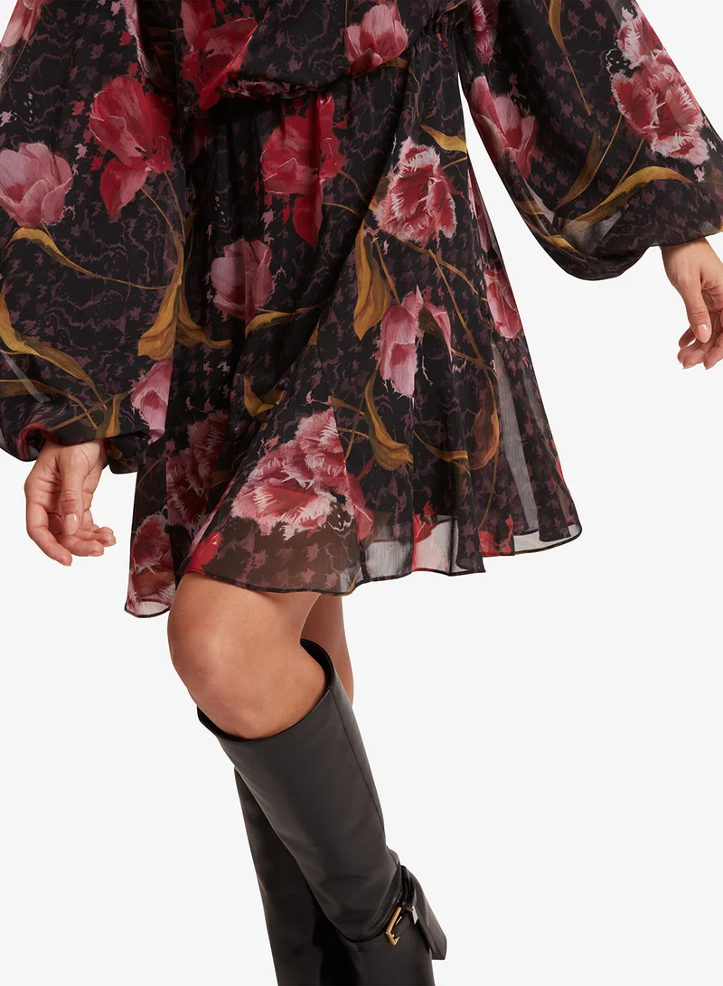 Ted Baker Long Sleeve Printed Mini Dress