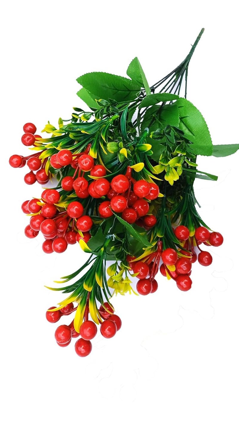 Partunay 1 Pcs red Berries Bunch Stem Red Cherry Bunch for Christmas Decoration Items - Image 2