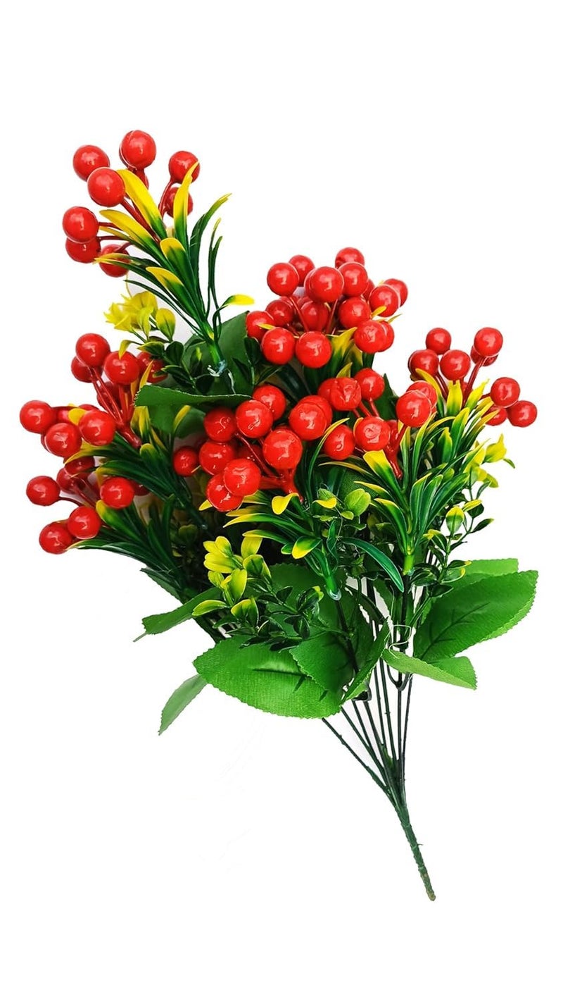 Partunay 1 Pcs red Berries Bunch Stem Red Cherry Bunch for Christmas Decoration Items - Image 1