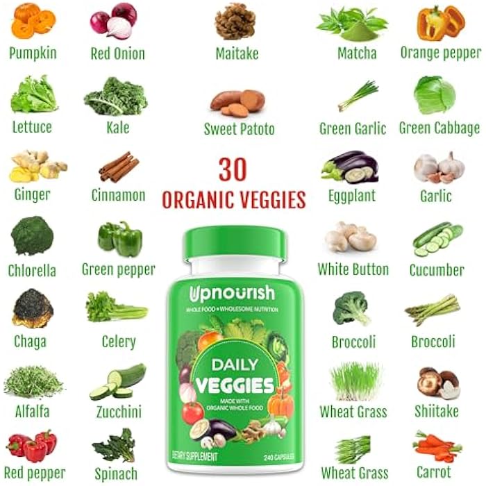 UpNourish Organic Fruits and Veggies Supplement - Support Diet Balance, Body Cleanse & Energy - 480 Fruits and Super Greens Capsules from Nature - Fruit and Vegetable Supplements for Adults & Kids - Image 3