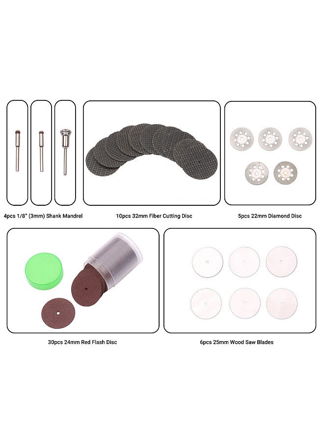 Generic - 65pcs Diamond Cutting Discs Sanding Grinding Wheel HSS Circular Saw Blade Woodworking Metal Mini Drill Rotary Tool Accessories - Image 1