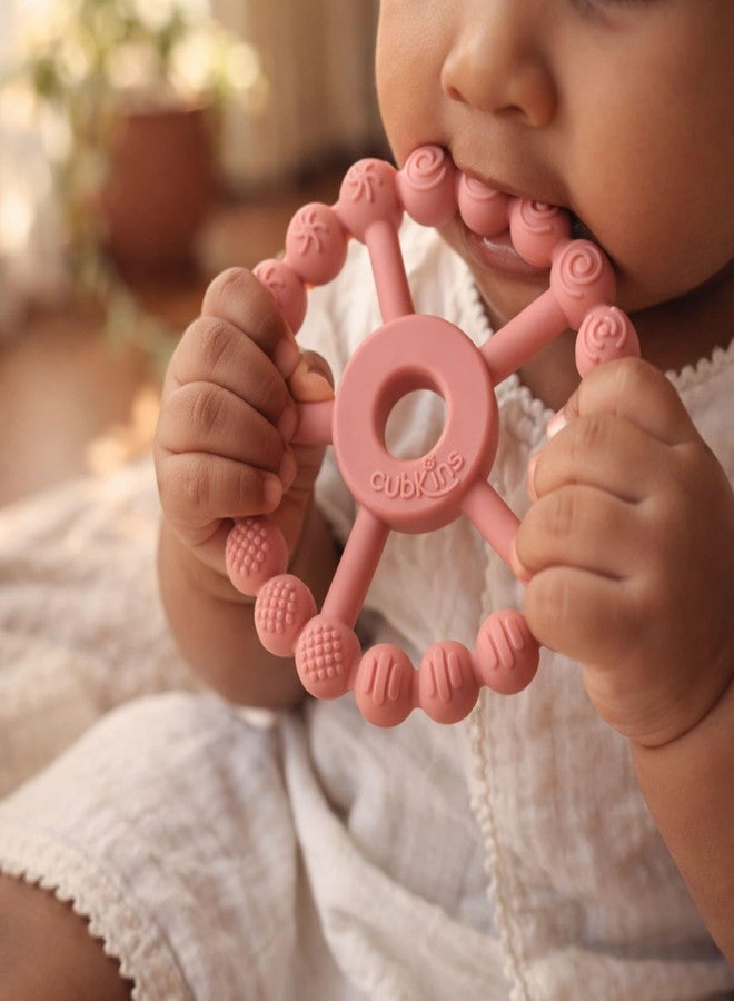 Cubkins Silicone Ring Teether for Babies 3-12 Months | BIS Certified, BPA Free, Food Grade | Teething Ring for Soothing Gums | Zero Plastic | Easy Grip Baby Teething Toy (Raspberry) - Image 3