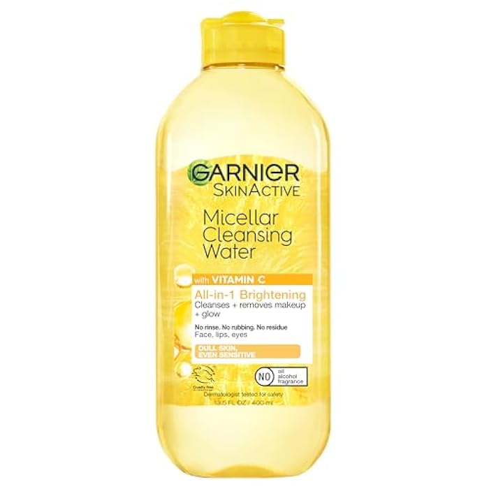 Garnier Micellar Water with Vitamin C, Facial Cleanser & Makeup Remover, Brightening & Hydrating, For All Skin Types, Vegan, Cruelty Free, 13.5 Fl Oz (400mL), 1 Count - Image 1