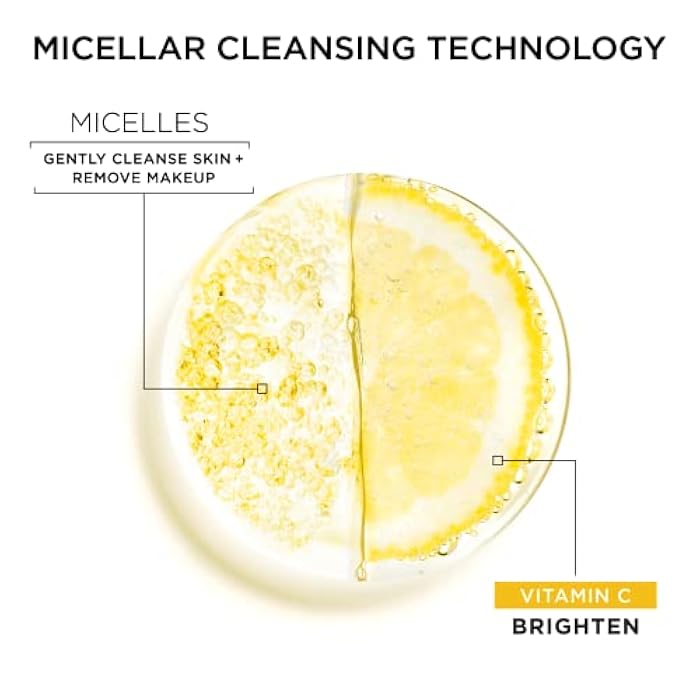 Garnier Micellar Water with Vitamin C, Facial Cleanser & Makeup Remover, Brightening & Hydrating, For All Skin Types, Vegan, Cruelty Free, 13.5 Fl Oz (400mL), 1 Count - Image 5