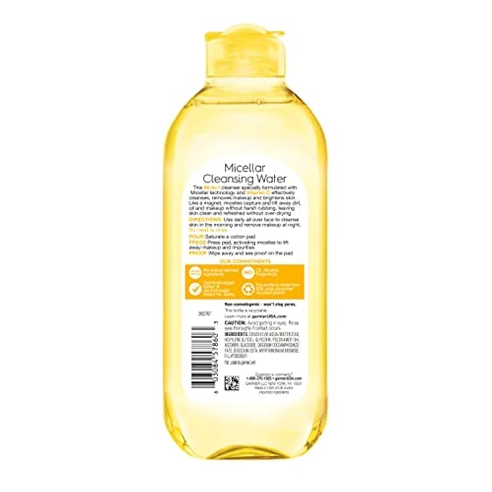 Garnier Micellar Water with Vitamin C, Facial Cleanser & Makeup Remover, Brightening & Hydrating, For All Skin Types, Vegan, Cruelty Free, 13.5 Fl Oz (400mL), 1 Count - Image 2