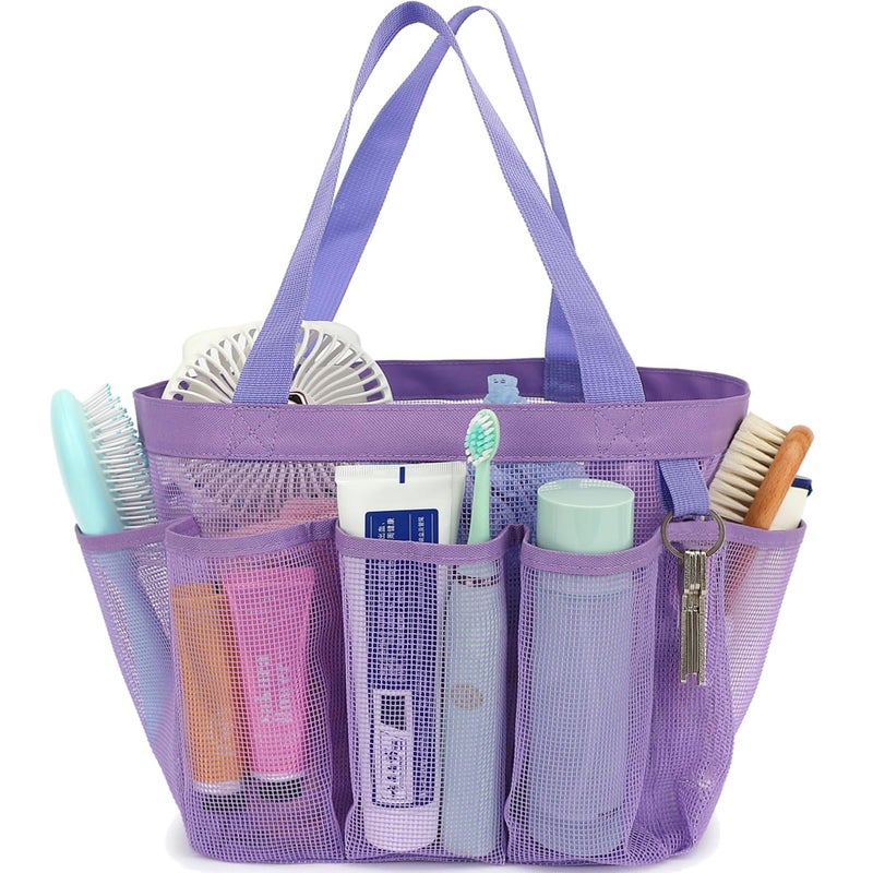 Fammart Mesh Shower Caddy Portable for College Dorm Room Essentials, 8-Pocket Large Shower Basket Tote Bag with 2 Handles for Toiletry, Bathroom, Beach, Camp, Gym - Image 1