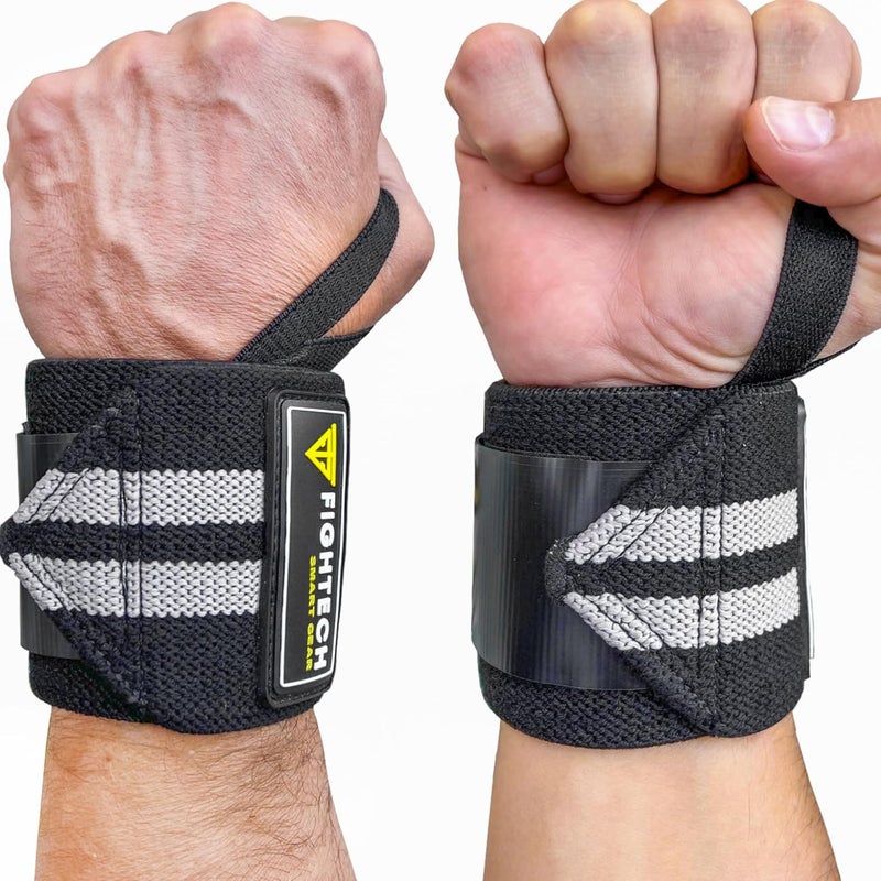 FIGHTECH Wrist Wraps for WeightLifting | 18 inch Professional Grade Lifting Wrist Wraps | Best for Powerlifting Competition, Strength Training, Bodybuilding (Black, 18 Inch) - Image 1