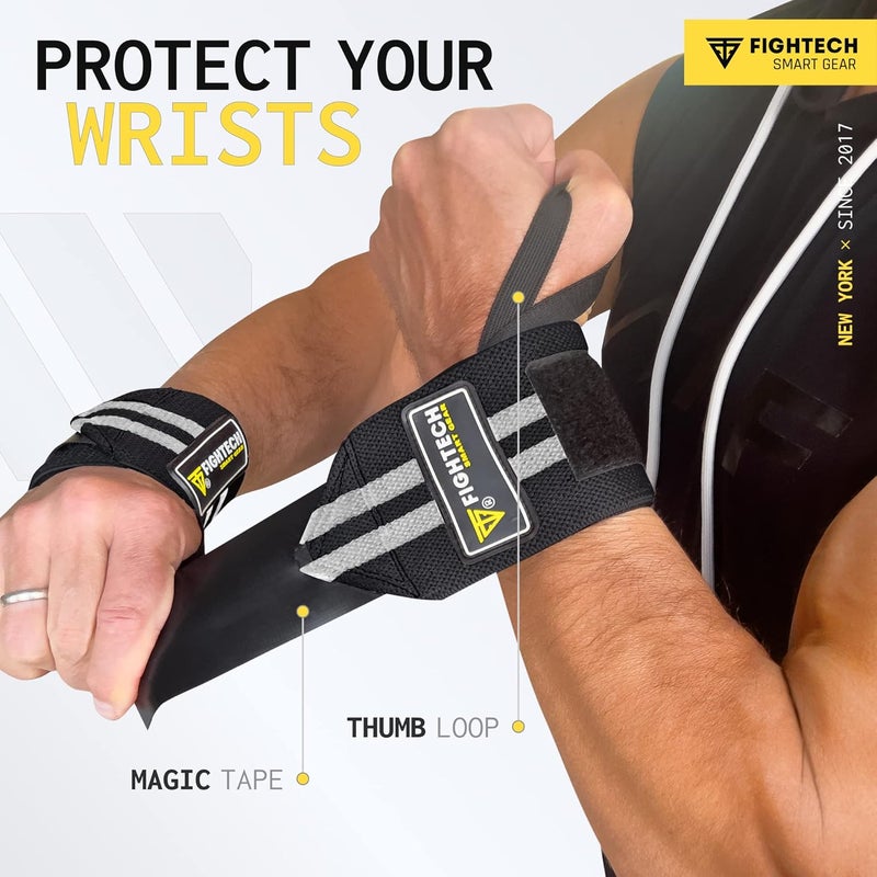 FIGHTECH Wrist Wraps for WeightLifting | 18 inch Professional Grade Lifting Wrist Wraps | Best for Powerlifting Competition, Strength Training, Bodybuilding (Black, 18 Inch) - Image 5