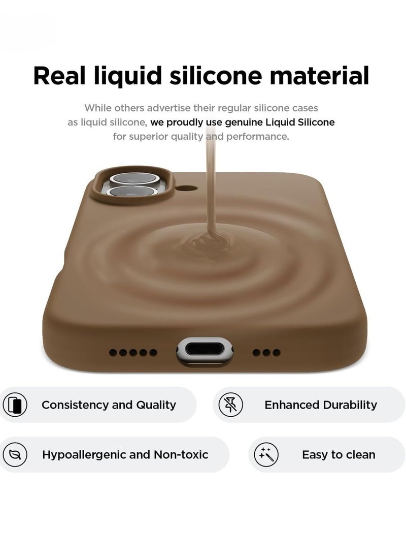 Raxoom Liquid Silicone iPhone 16 Plus Case Cover - Full Body Protection, Shockproof, Slim, Anti-Scratch, Soft Microfiber Lining (Brown) - Image 2