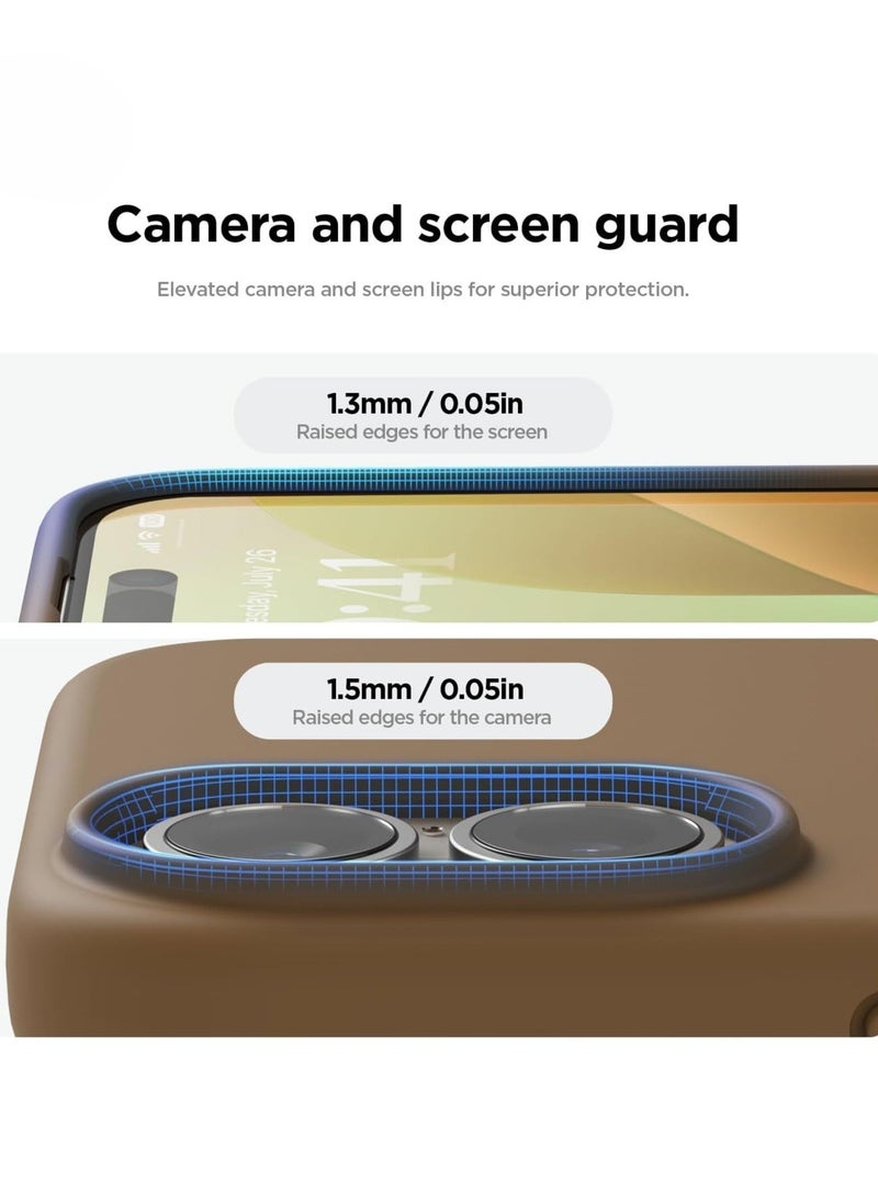 Raxoom Liquid Silicone iPhone 16 Plus Case Cover - Full Body Protection, Shockproof, Slim, Anti-Scratch, Soft Microfiber Lining (Brown) - Image 4