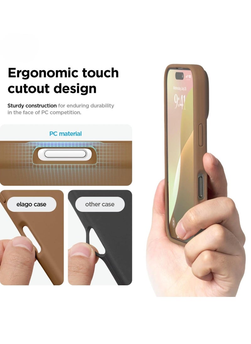 Raxoom Liquid Silicone iPhone 16 Plus Case Cover - Full Body Protection, Shockproof, Slim, Anti-Scratch, Soft Microfiber Lining (Brown) - Image 5